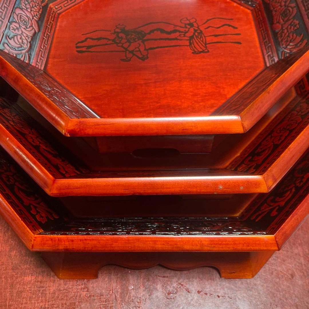 韓国木製漆器 大中小3点組 美品