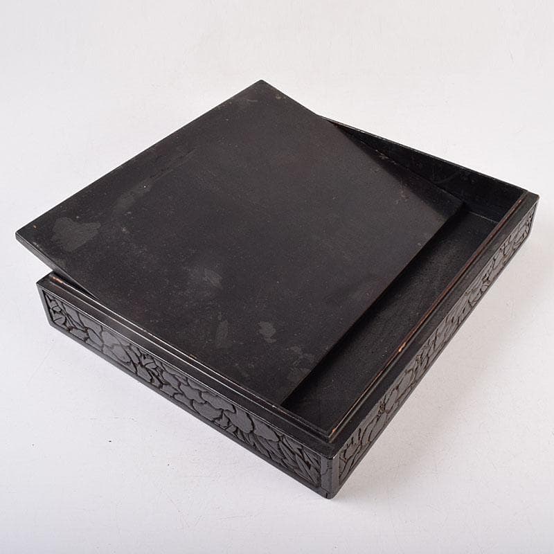 中国　漆塗　山水人物文　文箱　硯箱　V　R8958