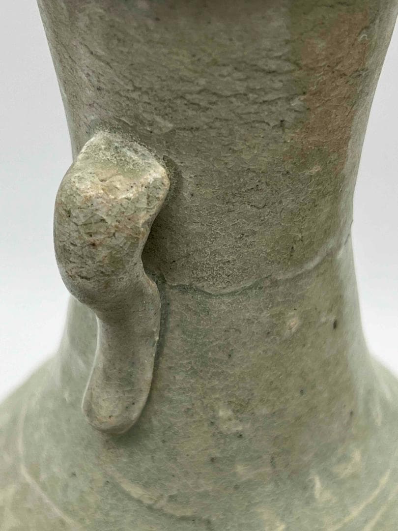 北宋時代　青白磁刻花牡丹文双耳瓶　景徳鎮　影青　唐物　古賞物(E-76)