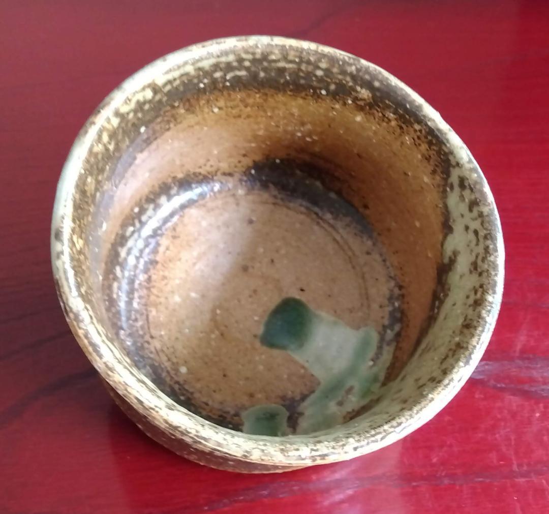 越前焼名工　桝田屋光生 自然灰釉ビードロ模様美還元窯変の究極美が迸る逸品 筒茶碗