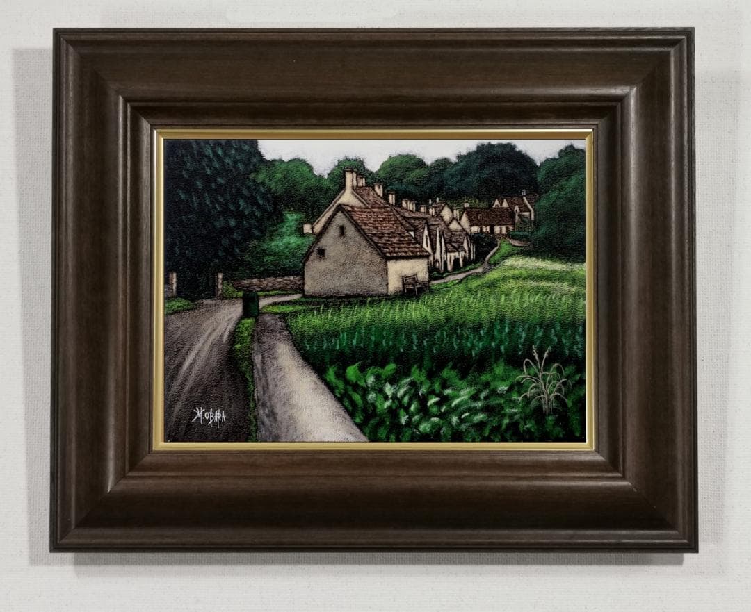 有名国際展作家「Biburyの古民家」真作保証 ,F4,英国,風景画,小原雅夫