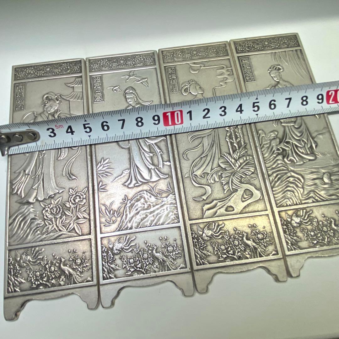 li sa　縁起物　文房具　時代物　四大美人　文鎮　浮き彫り 極細工