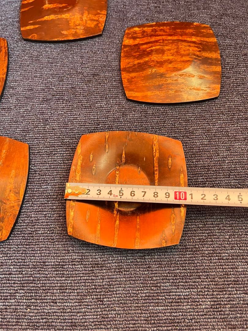 1245 桜皮細工　茶托　5客　伝統工芸品　未使用