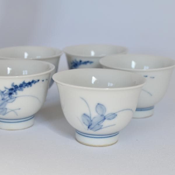 煎茶道 竹籠入り染付煎茶椀22