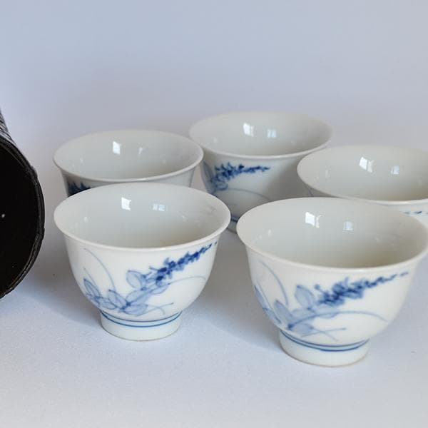 煎茶道 竹籠入り染付煎茶椀22