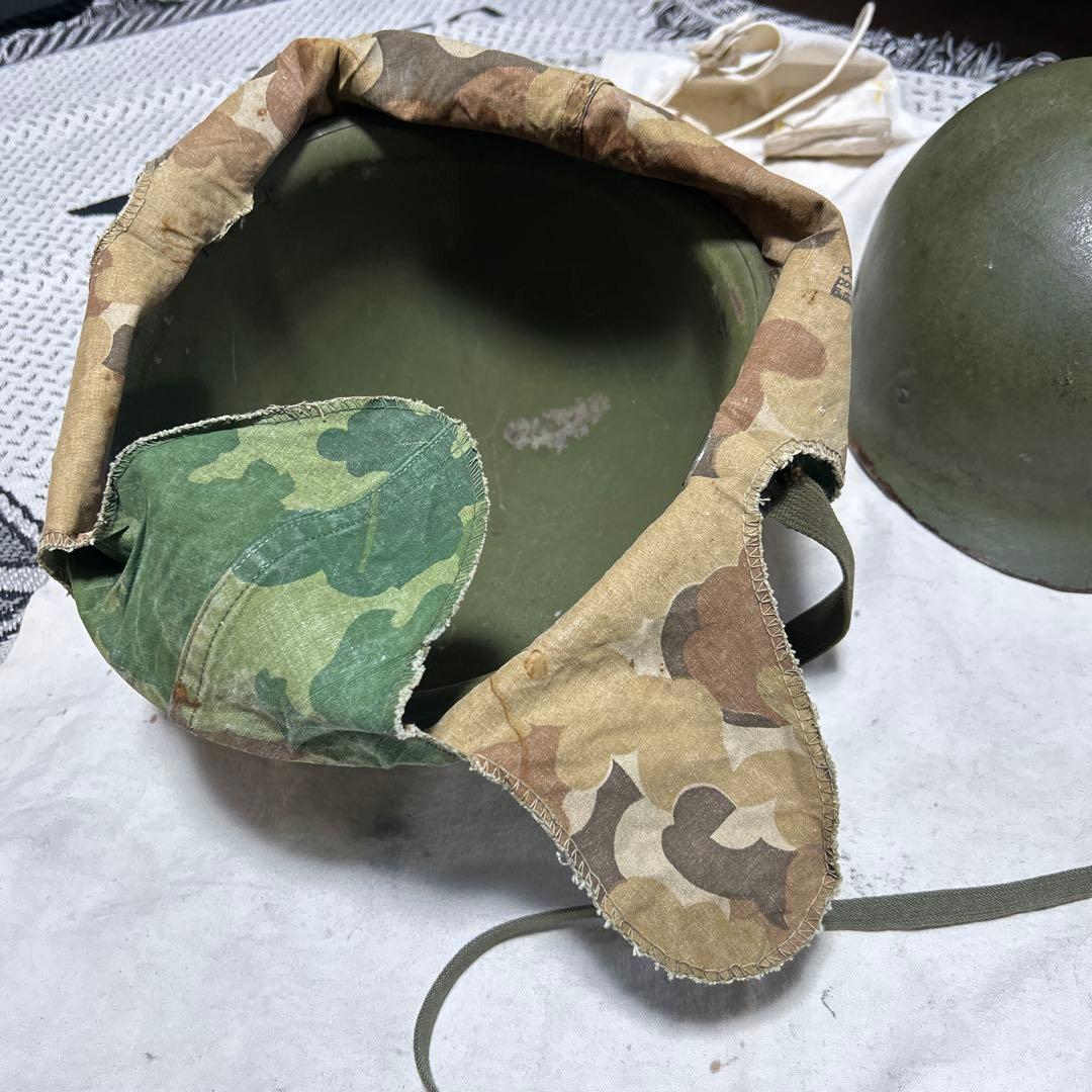 米軍実物 ナム戦 ヘルメットセット M1 ミッチェルカモ デッド汗止め付き