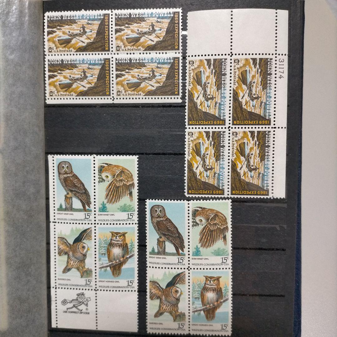 2115 外国切手 アメリカ 大量16ページ分未使用 田型多数 アルバム付き