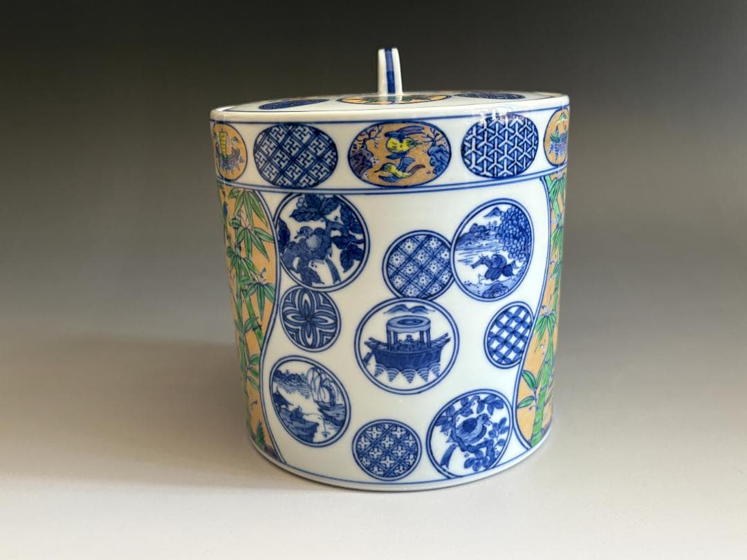 小峠丹山　色絵祥瑞寸胴　水指　茶道具