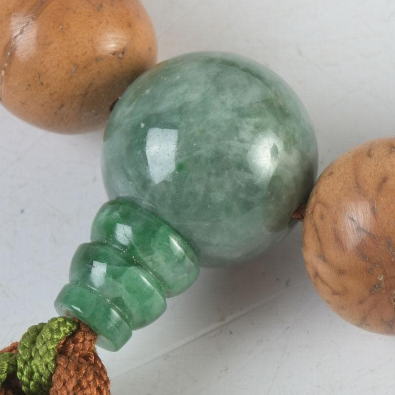 仏教美術　本翡翠　龍眼菩提珠　数珠　念珠　共箱　N　9441