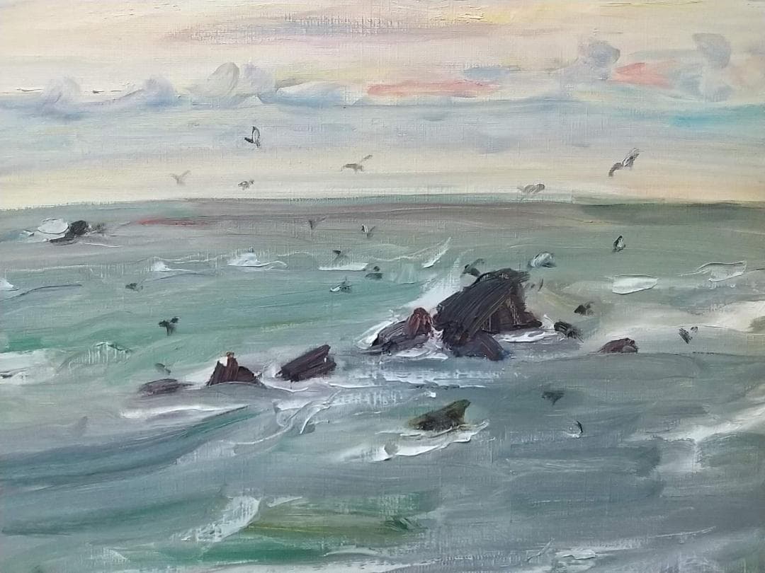 「黒生海岸」 F6 絵画 油彩画 油彩画 風景画 アート