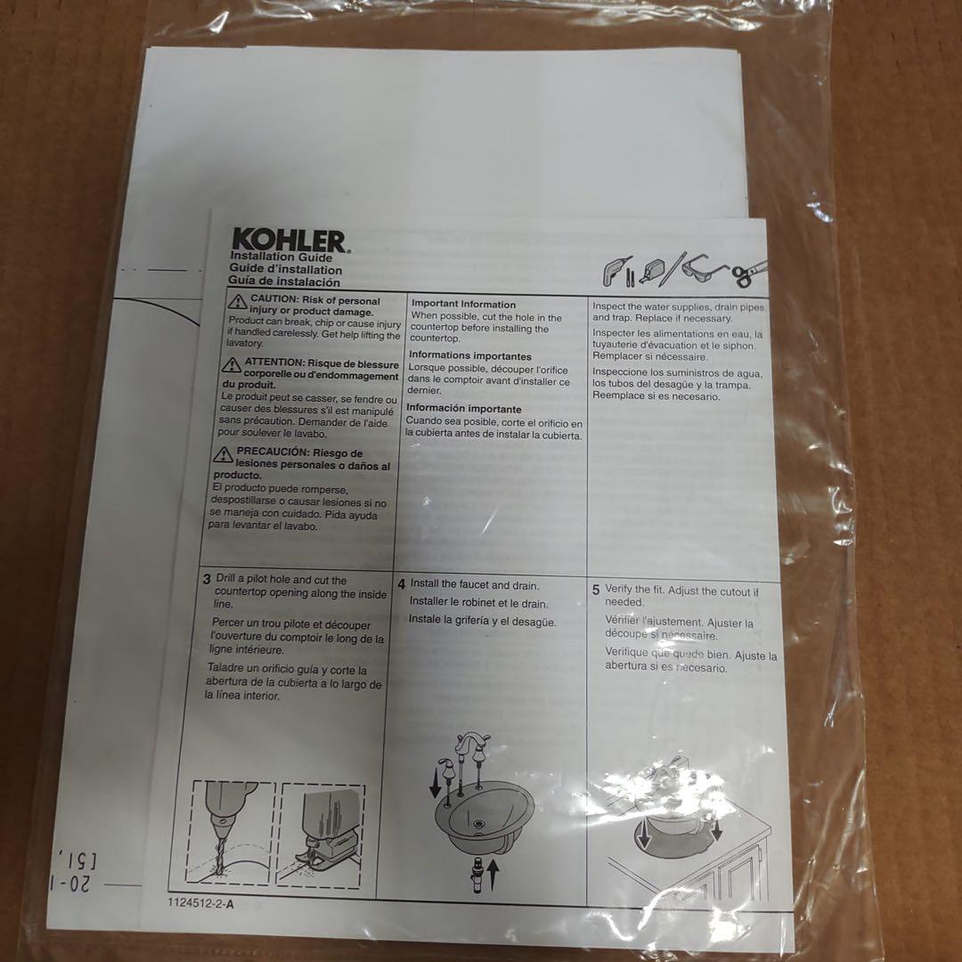 【新品•未使用】KOHLER コーラー　トレシャム　オーバーカウンター