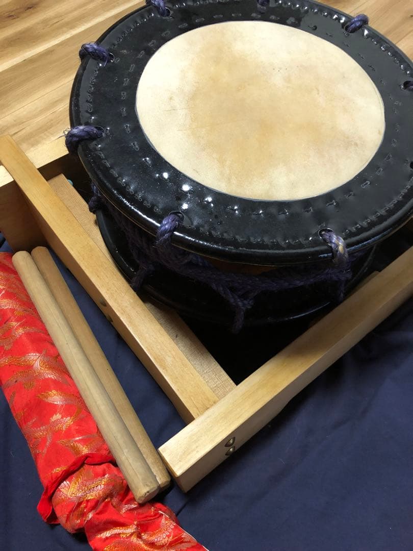 和太鼓 黒と茶色 打棒付き