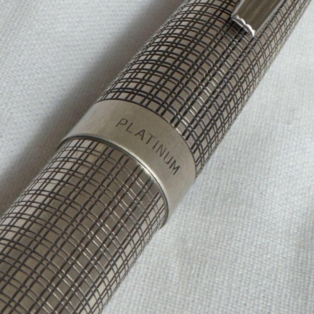 レザーケース・インク付き プラチナ Ptペン先 万年筆 シルバー silver