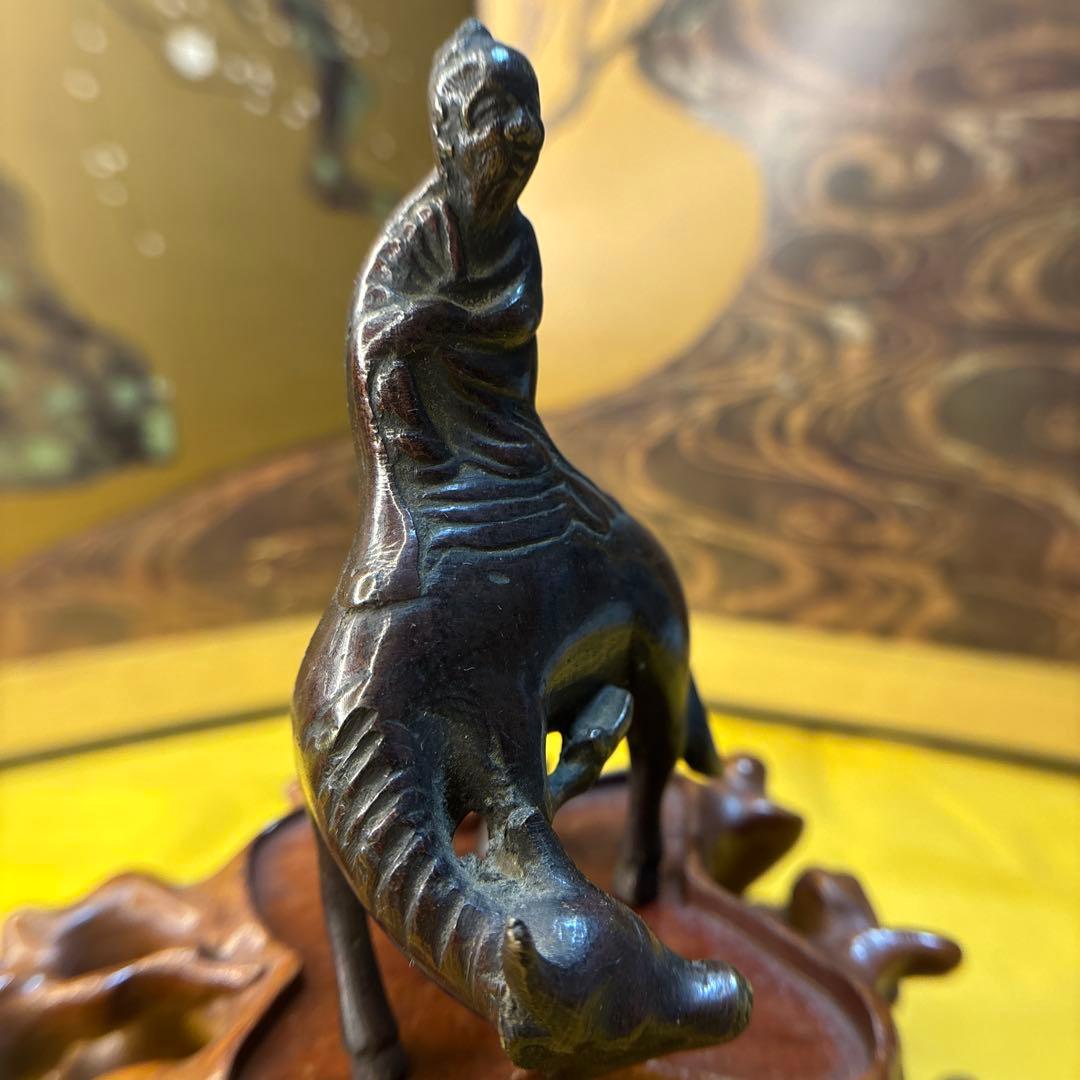 古美術　古銅　置物　牛に乗る老子　時代物　アンティーク