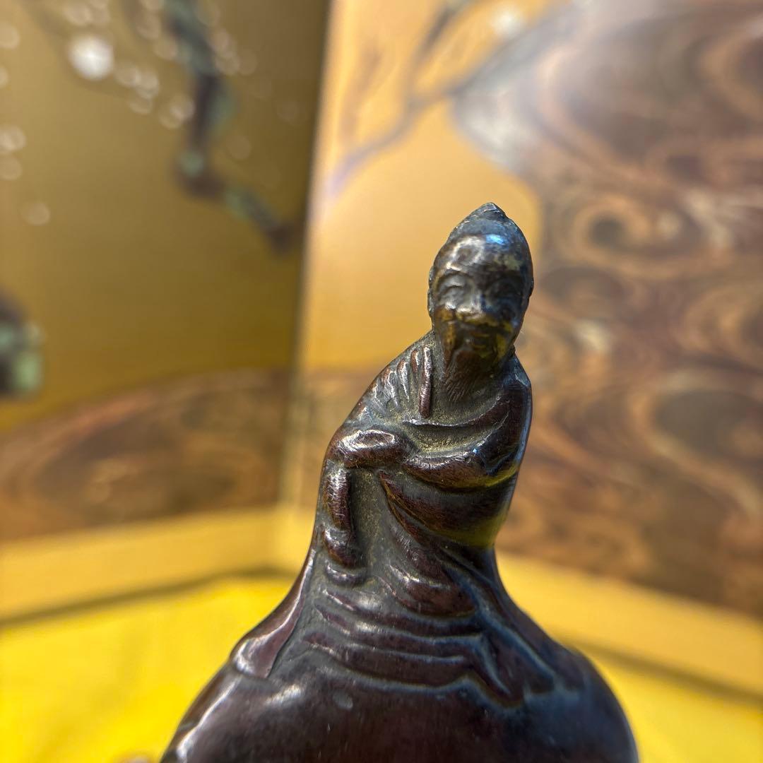 古美術　古銅　置物　牛に乗る老子　時代物　アンティーク