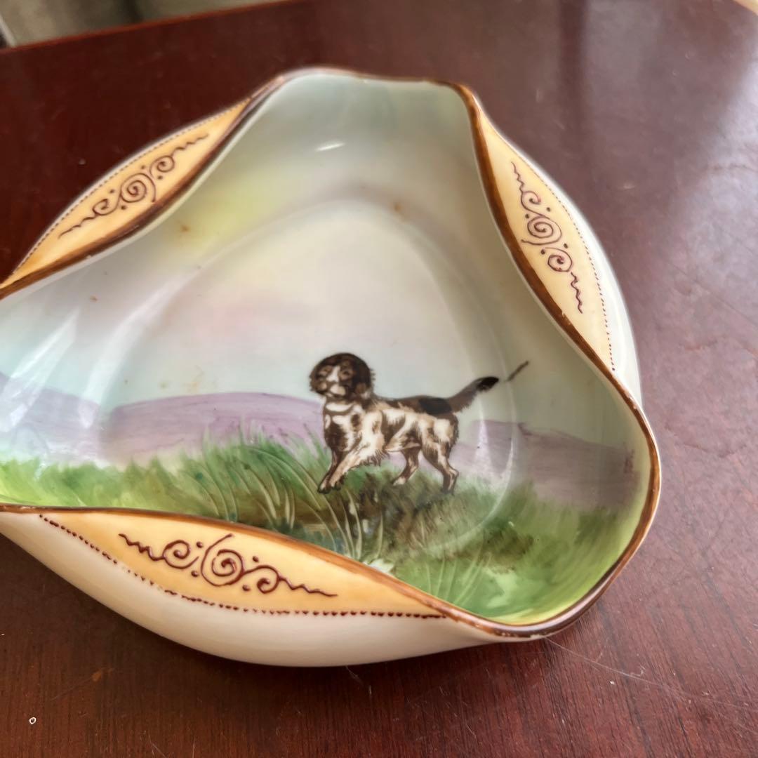 最終処分オールドノリタケレアな形のアッシュトレイ犬とお花M Japan1921〜