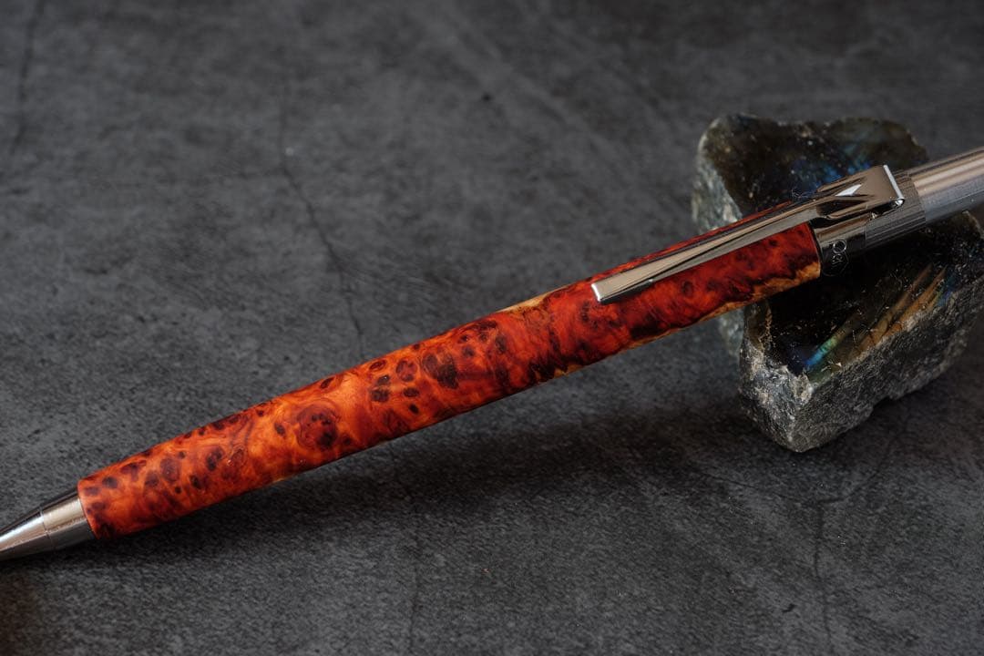 PG5木軸カスタム0170　高村杢工房製図用シャープペンシル　花梨瘤トリコロール