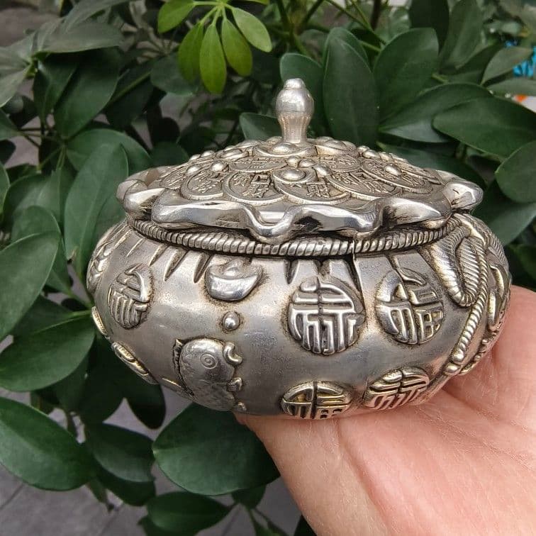 銅 細工 金銀満倉銭袋貯蔵タンク 工芸品 美術品 置物