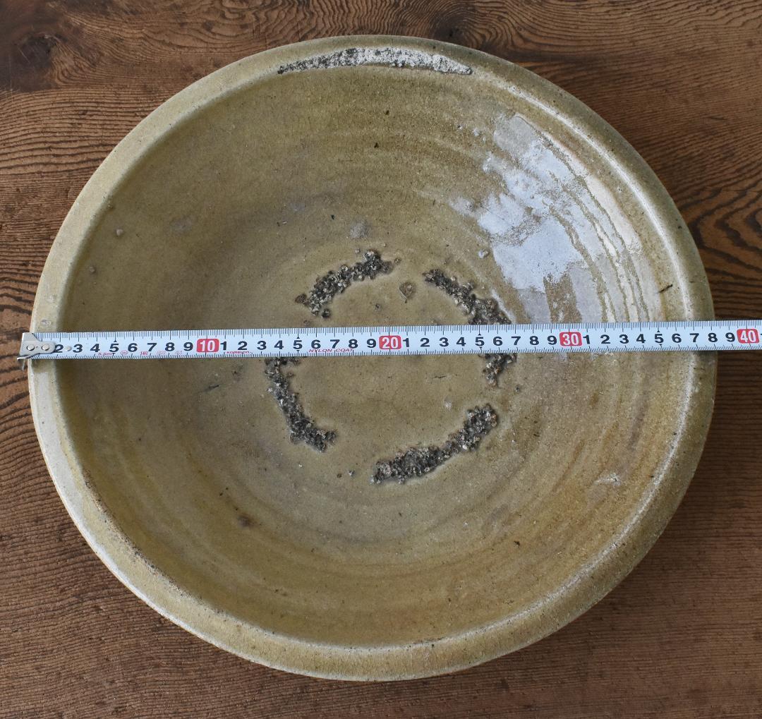江戸中期 信楽焼 灰釉 大石皿 /瀬戸 常滑 備前 六古窯 古道具 古陶器