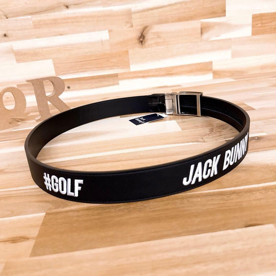 レア/廃番【ジャックバニー】刺繍ロゴ メタルJBバックル ゴルフ ベルト 黒×白