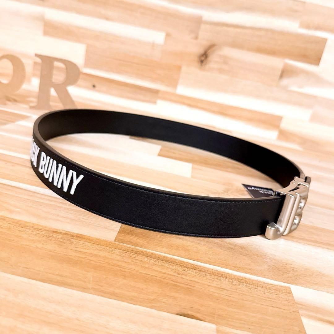 レア/廃番【ジャックバニー】刺繍ロゴ メタルJBバックル ゴルフ ベルト 黒×白