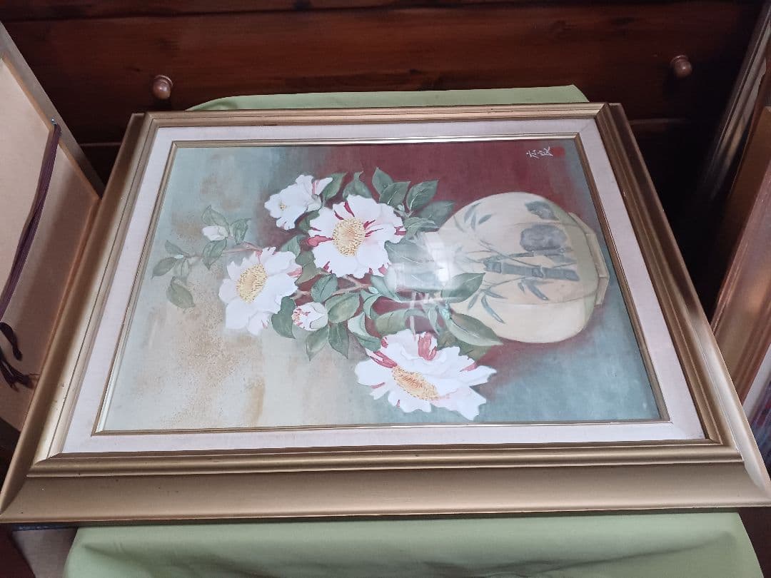 ◆ 広良　「李朝壺と沖の石」　日本画　P10号　◆