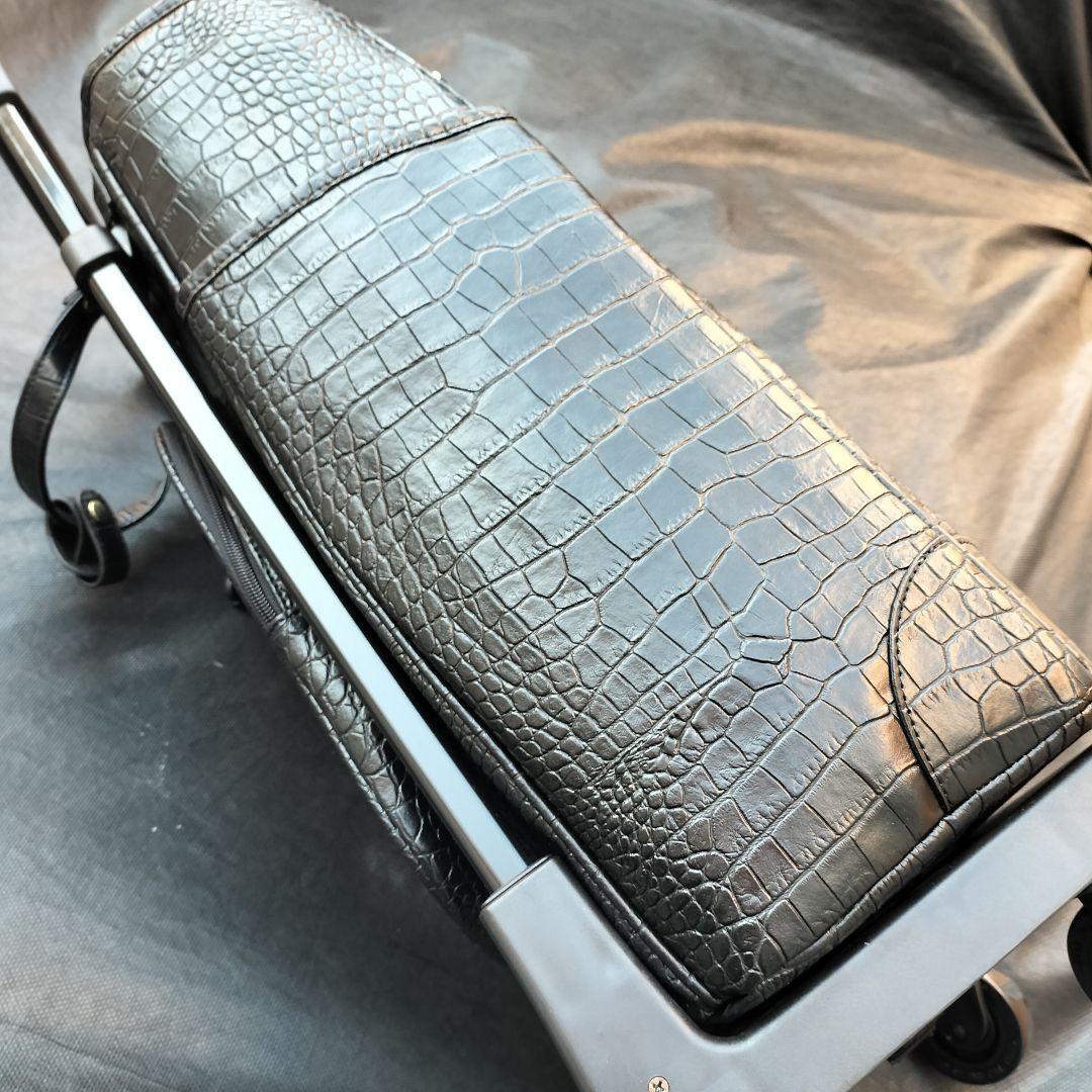 美品 SWANY スワニー クロコ型押し キャリーバッグ ケース 黒 2way