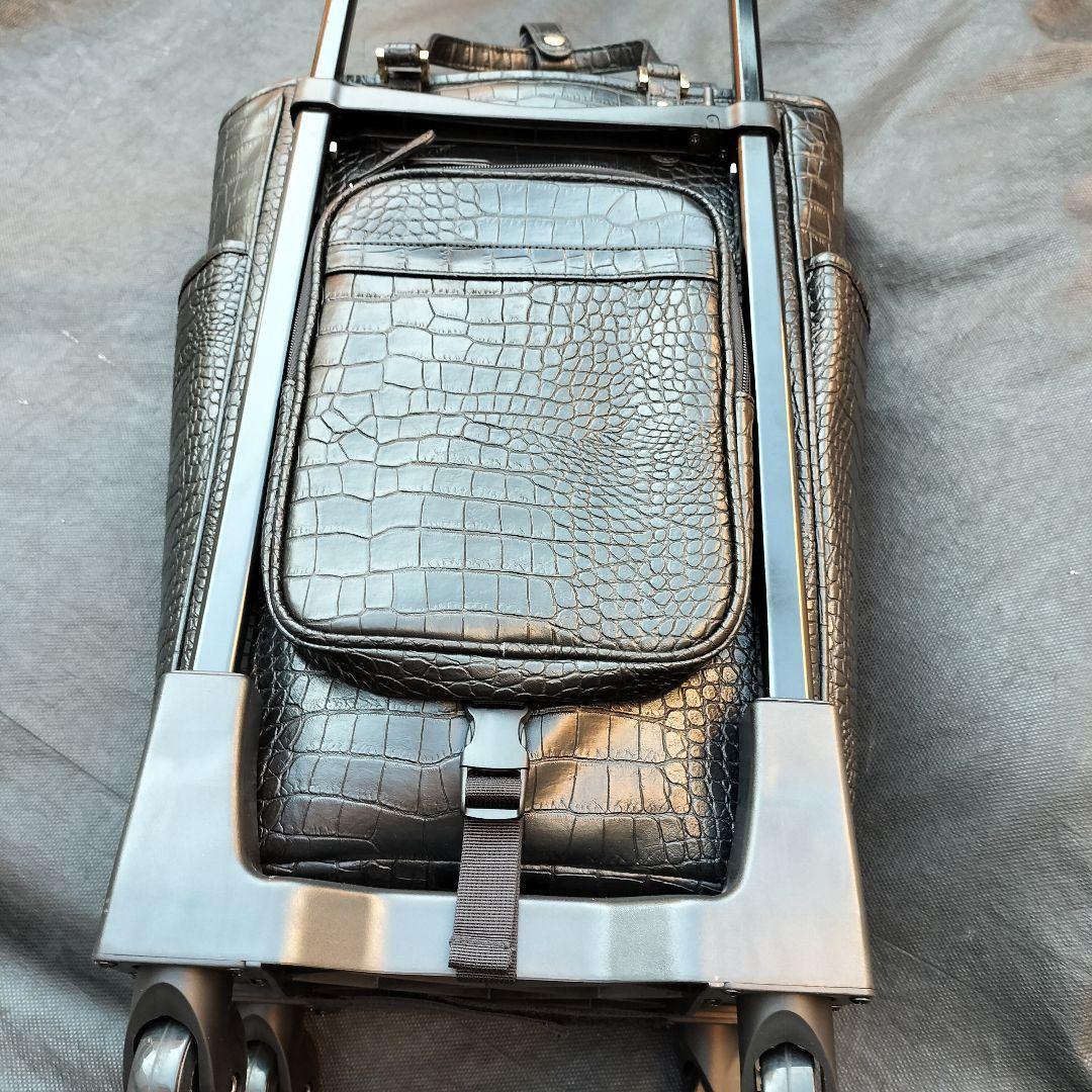 美品 SWANY スワニー クロコ型押し キャリーバッグ ケース 黒 2way