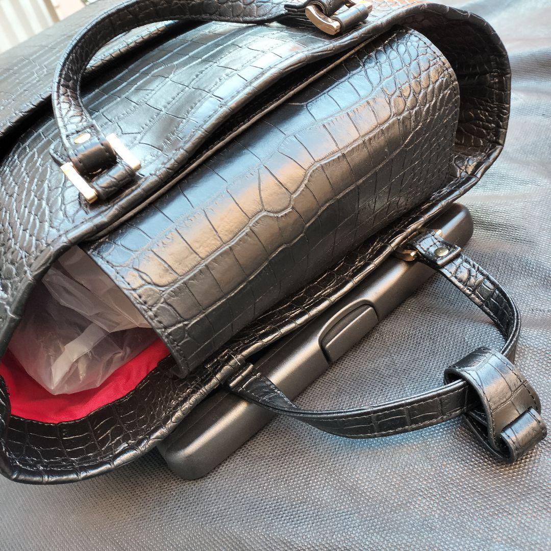 美品 SWANY スワニー クロコ型押し キャリーバッグ ケース 黒 2way