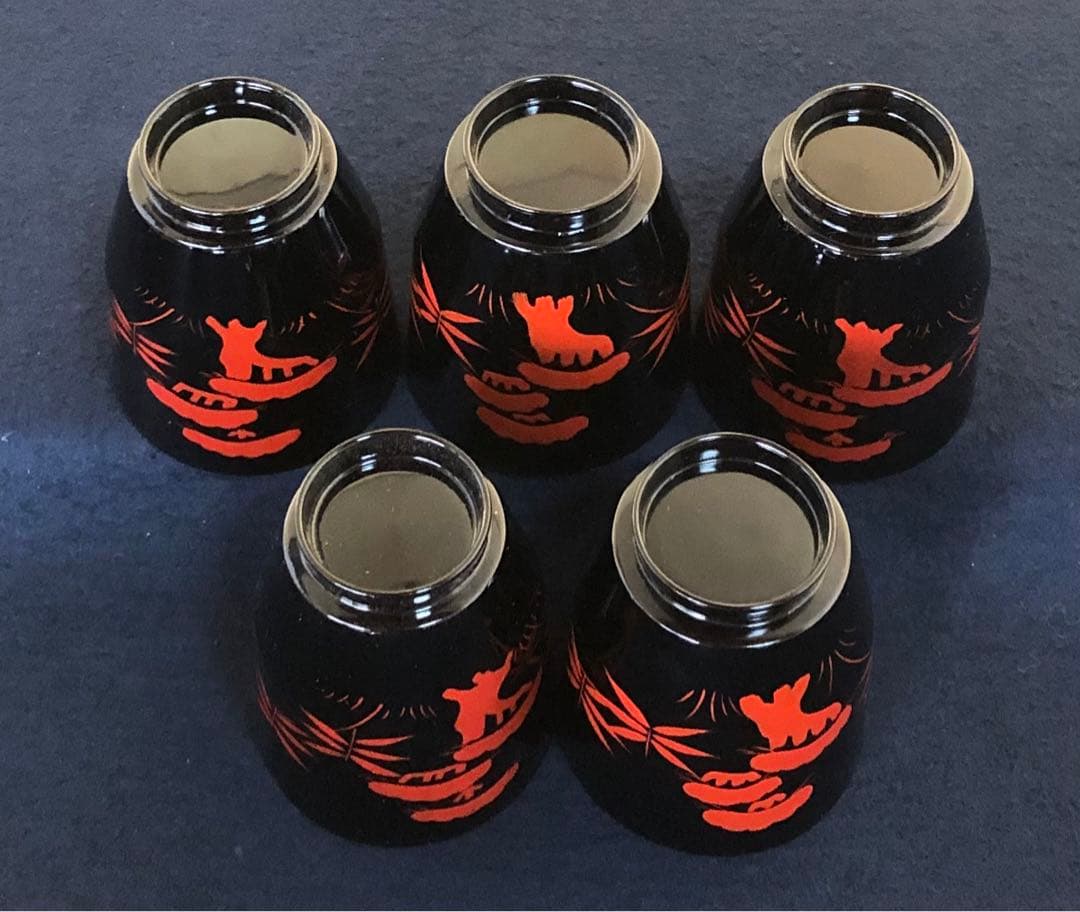 《R》輪島塗 小吸物椀5客 岡本陽斎 木製漆器 懐石 共箱 260128く2