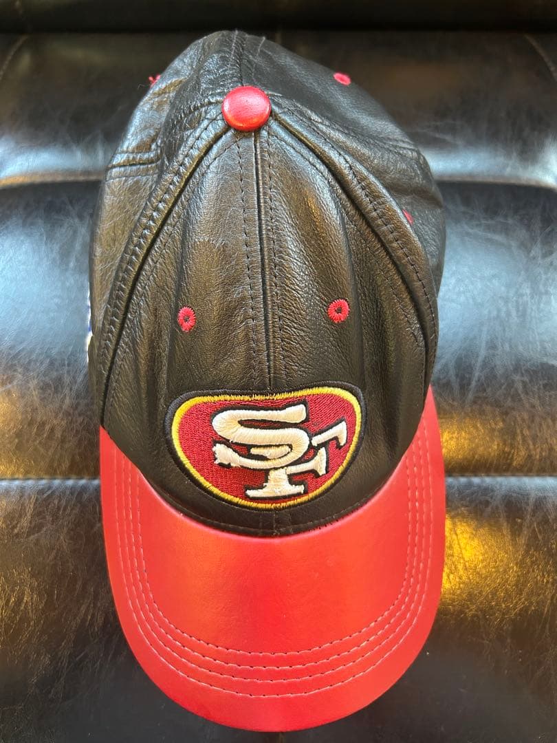NFL　レザーアジャスブルキャップ　49ers　90sビンテージ　USA製