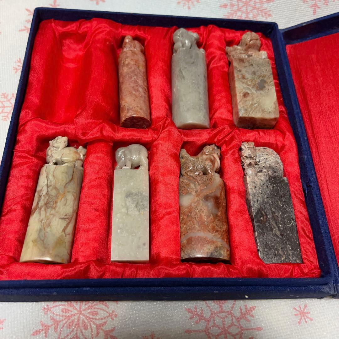 寿山石　印鑑　田黄石　獅子彫刻　置物　印材　印章　中国掛軸　篆刻