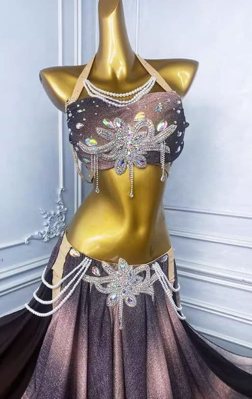 ベリーダンス セットアップ ブラウン ピンク