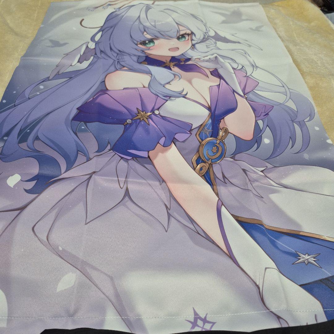 スターレイル、ロビンB2タペストリーアニメキャラクター イラスト 水色髪 紫衣装