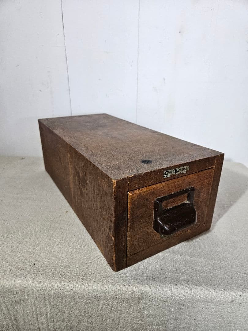 USアンティーク 木製のカードキャビネット ホルダー 卓上 書斎 引出 ドロワー