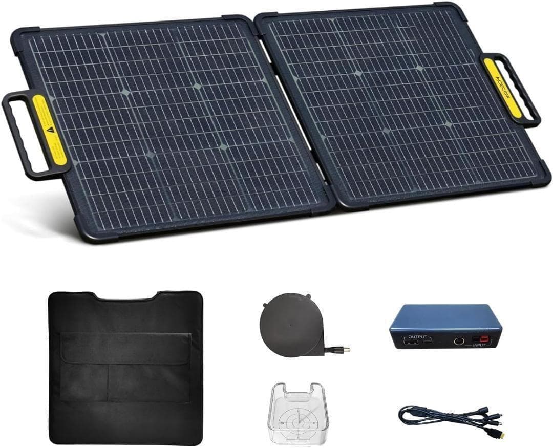 ソーラーパネル 両面 100W 剛性 ポータブル太陽光パネル 折りた