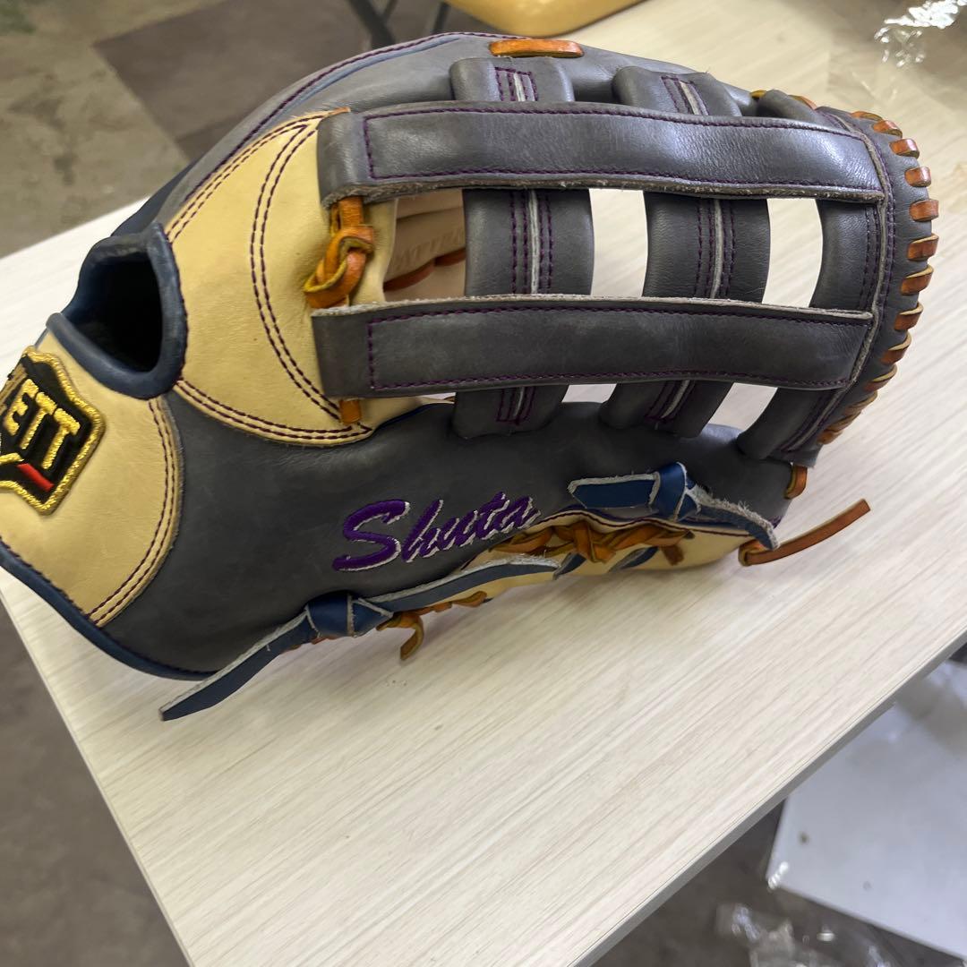 ZETT 外野用　オーダー　グラブ　ゼット　軟式グローブ グレー/ベージュ