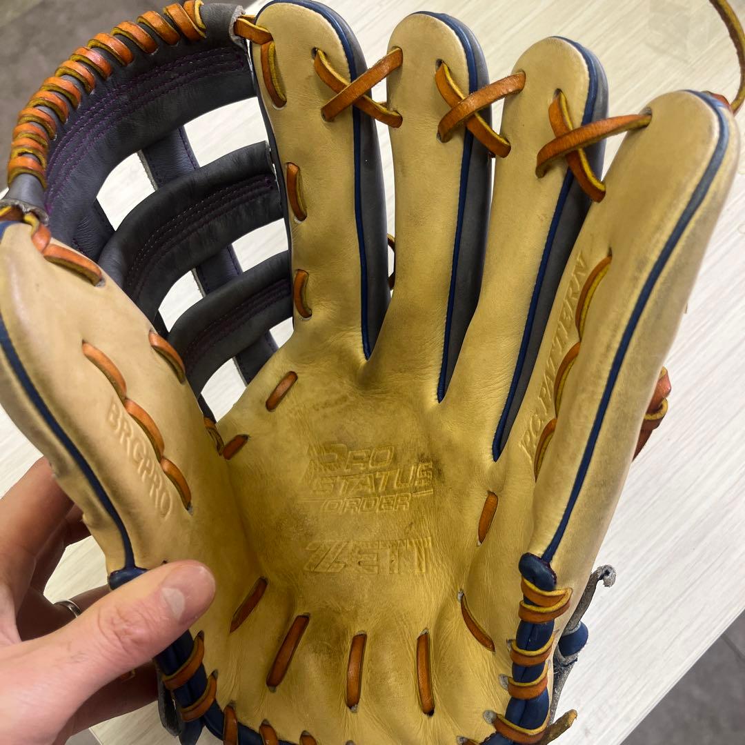 ZETT 外野用　オーダー　グラブ　ゼット　軟式グローブ グレー/ベージュ