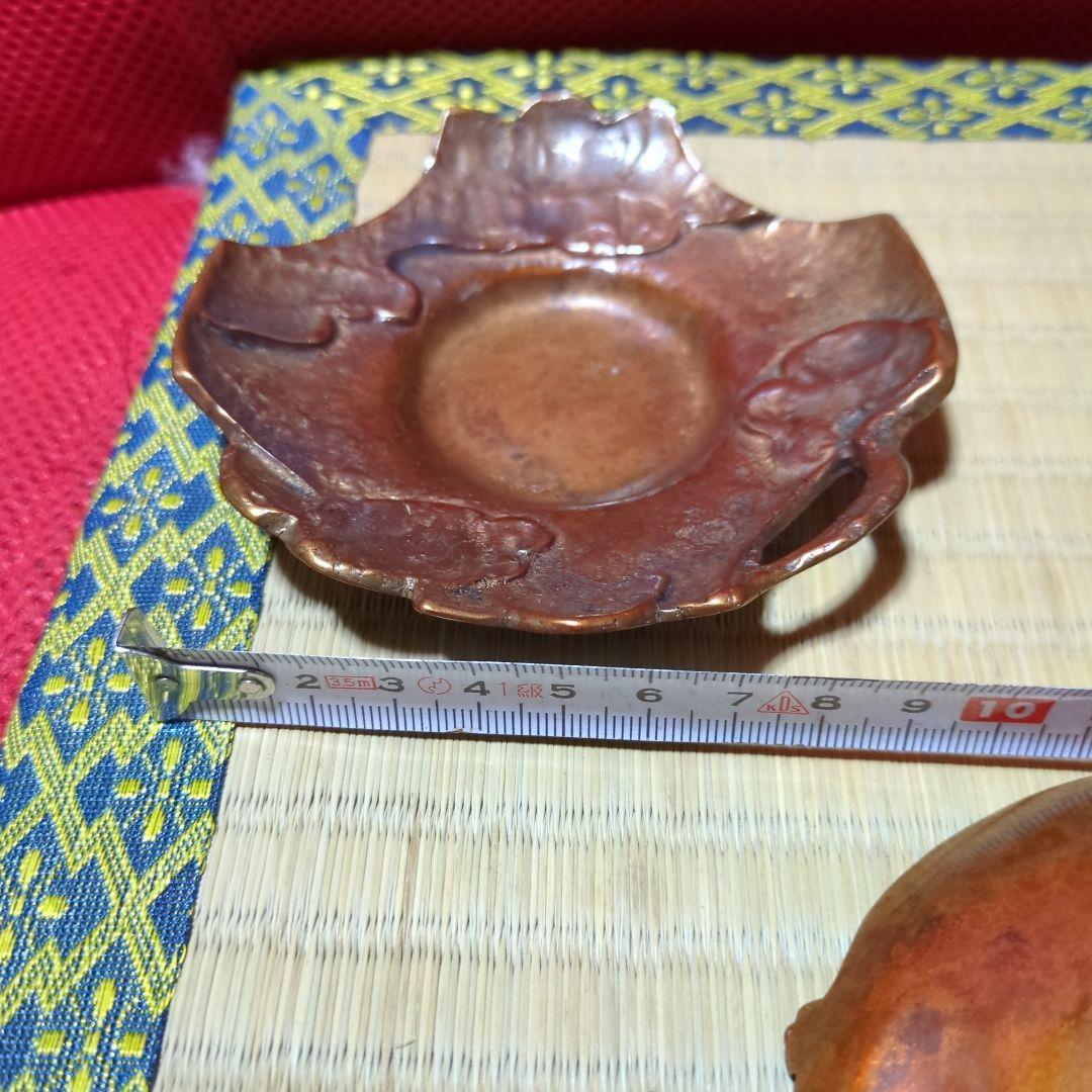 銅器茶托絵変わり 5枚セット、三右エ門在銘