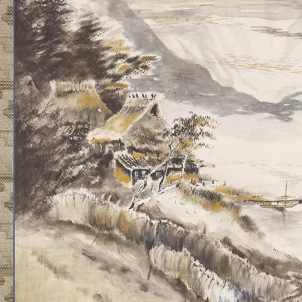 掛軸 日本画 飯尾剛史「大山」共箱