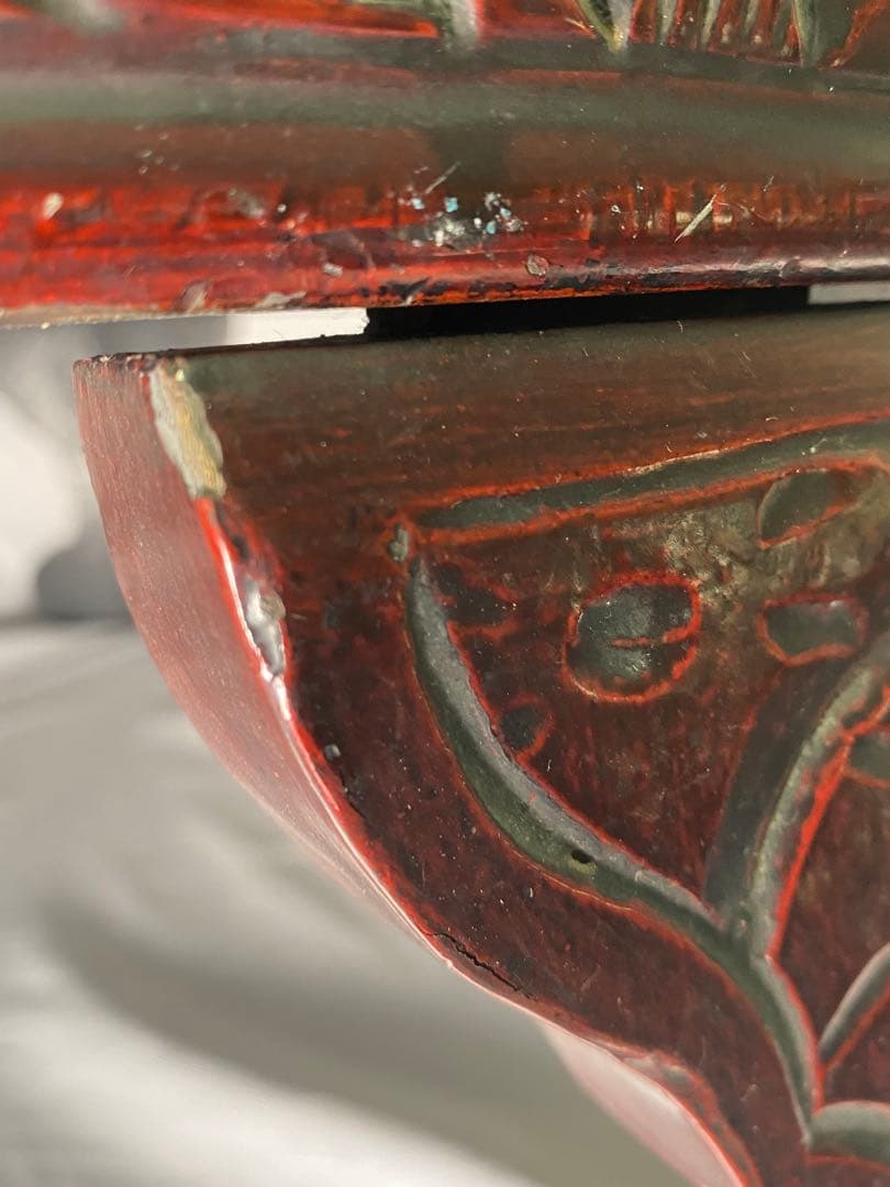 2428❣️ 丸テーブル　ちゃぶ台　中国座卓　　彫り　アンティーク　昭和レトロ