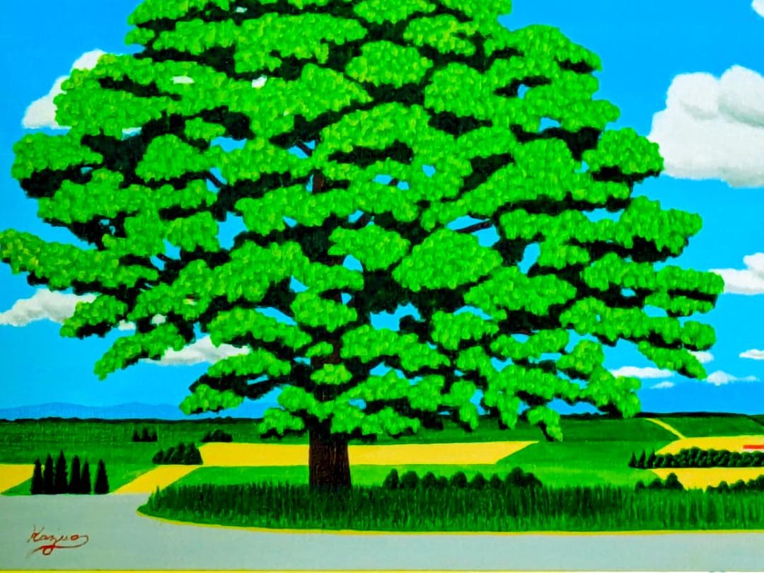 ★美瑛・セブンスターの大木・肉筆油彩画・F6キャンバス