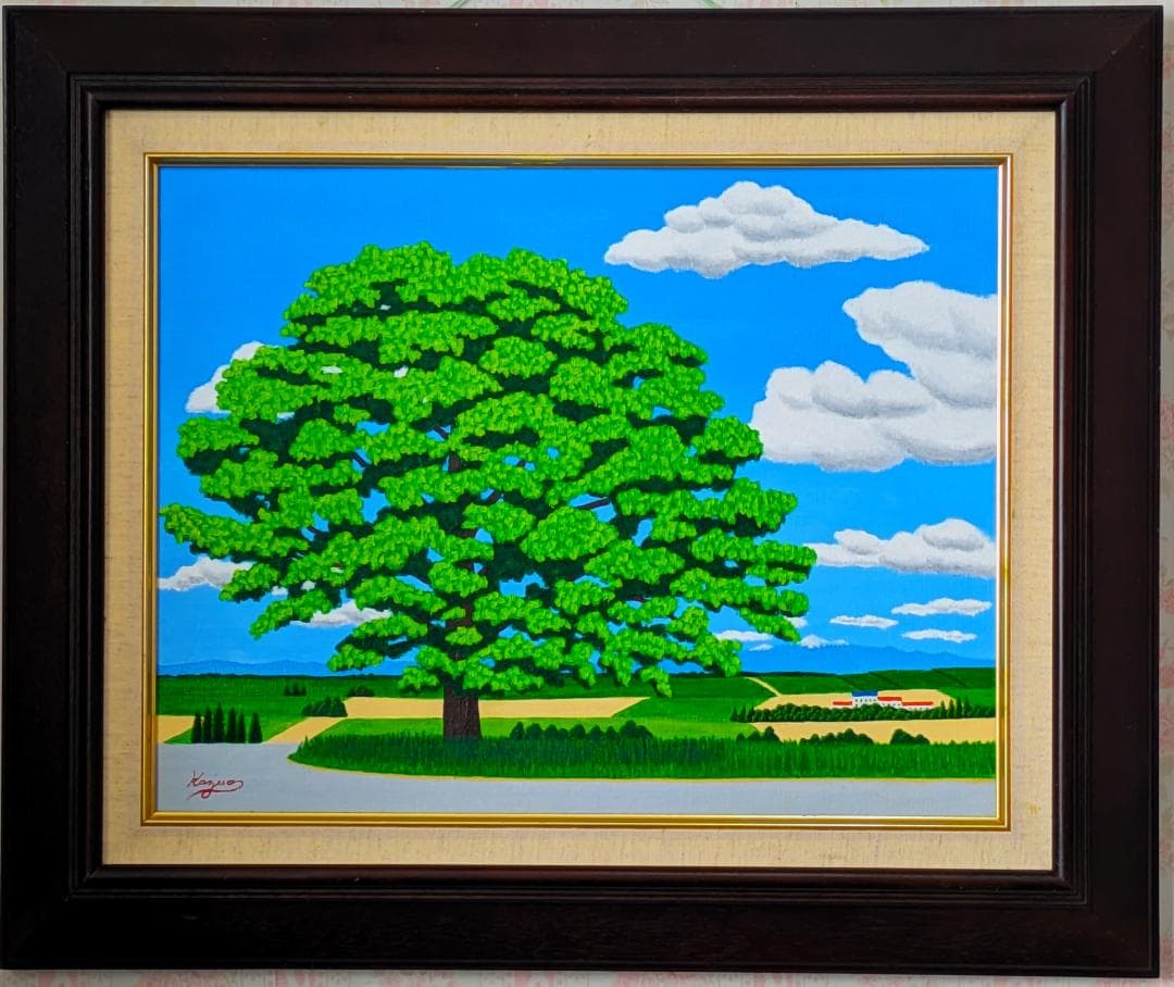 ★美瑛・セブンスターの大木・肉筆油彩画・F6キャンバス