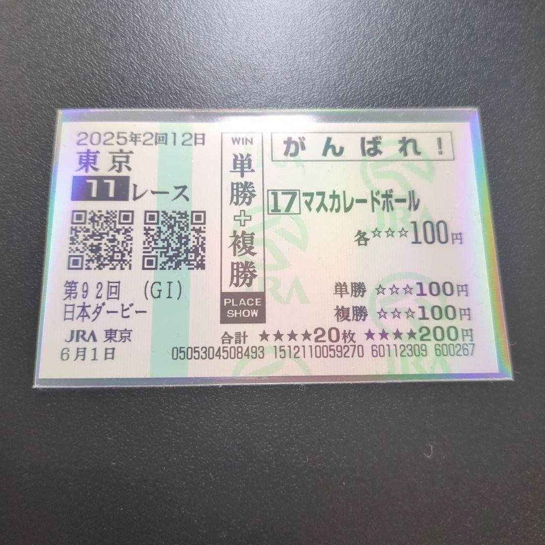 応援馬券（マスカレードボール、日本ダービー）