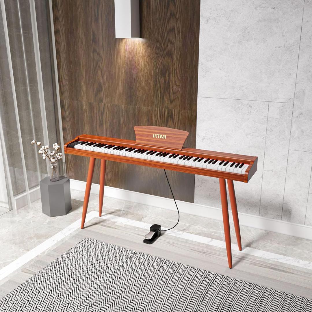 電子ピアノ 88鍵盤 木製 ピアノ ペダル付 スタンド一体型　アップライトピアノ