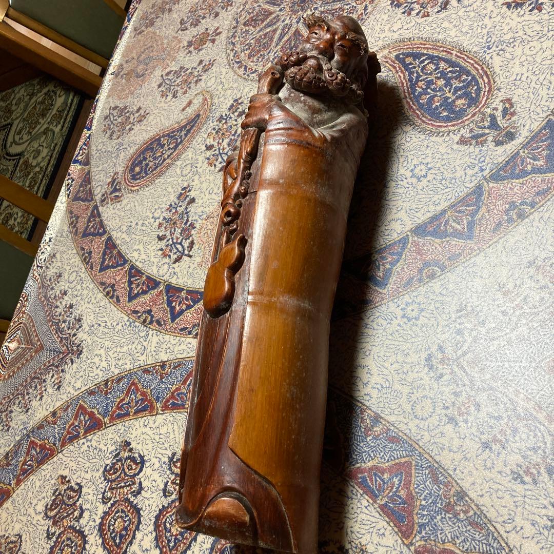 達磨　竹彫刻（H3）【kurokunn】