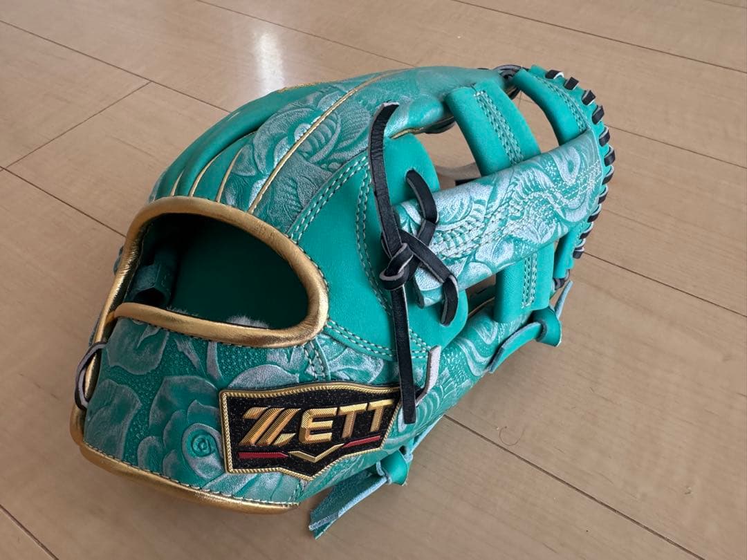 ZETT 軟式グローブ ターコイズ 花柄
