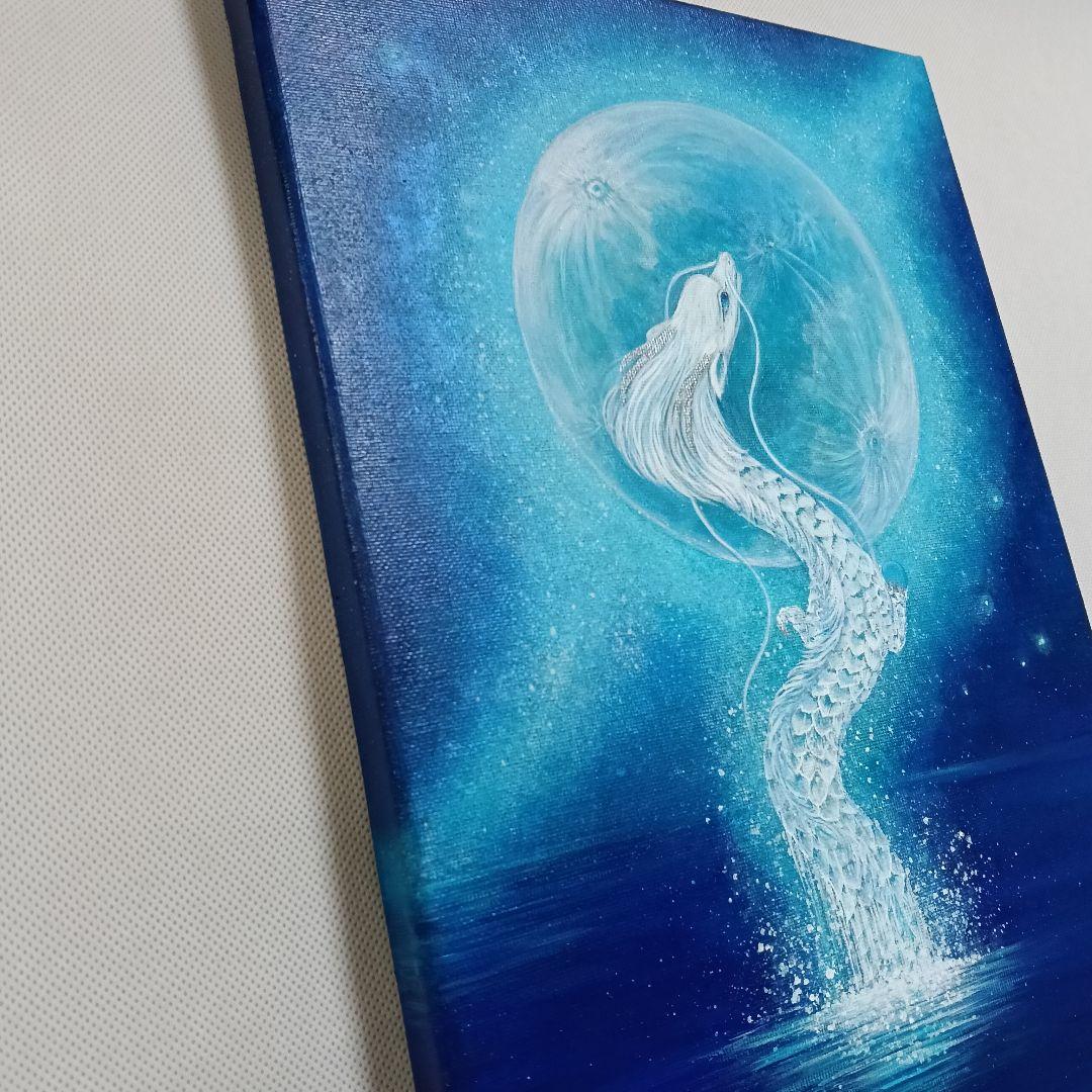 No.546 大きめF4 水から出る龍　昇り龍　アクリル画　原画　龍神絵画