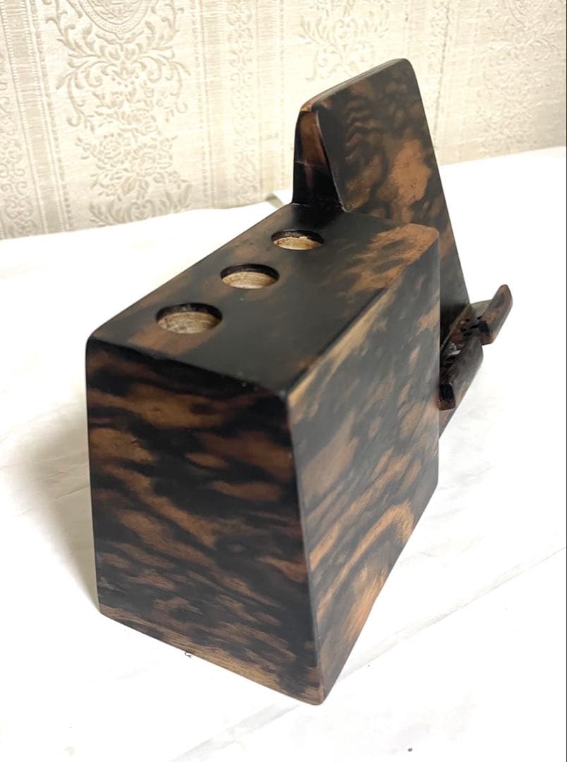 (確認用品) 黒柿一体型ペン立てスマホスタンド