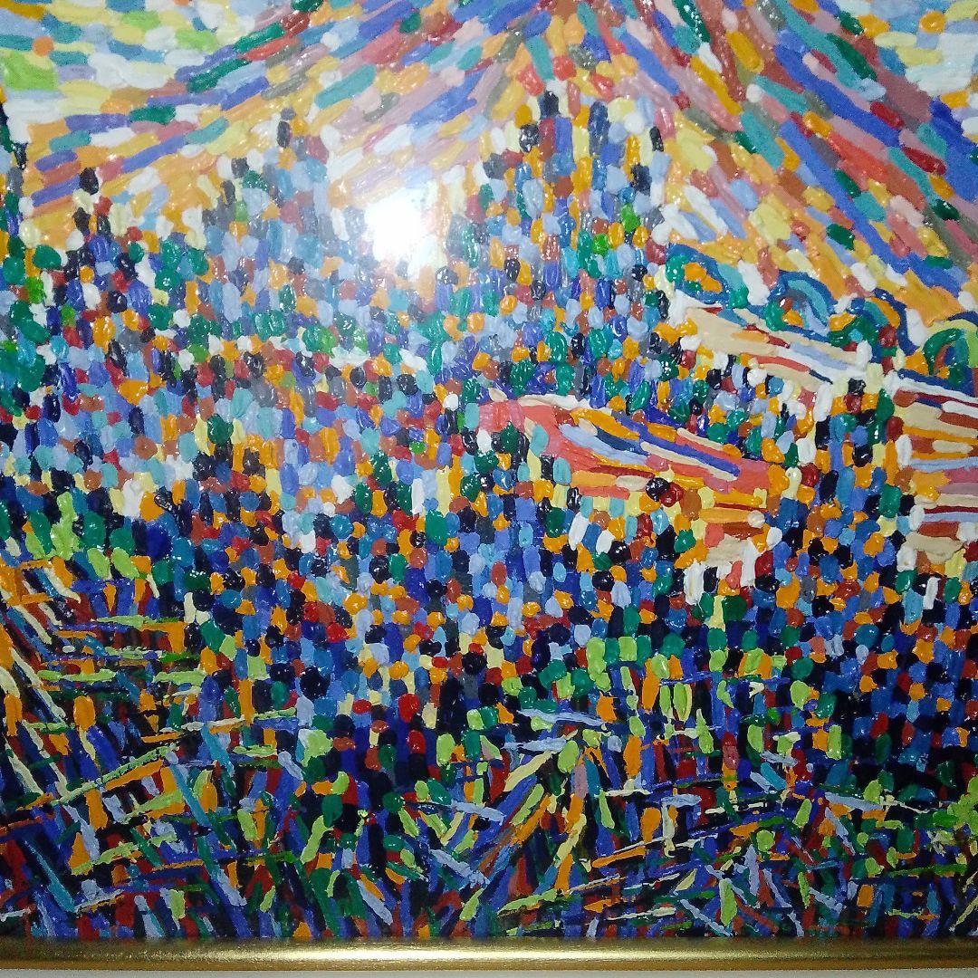 富士山 アクリル画？ F6 ダイヤモンド富士 点描画家